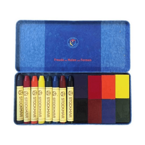Stockmar Wax Crayons Combo, 8 Sticks & 8 Blocks, Assorted, Pack of 16