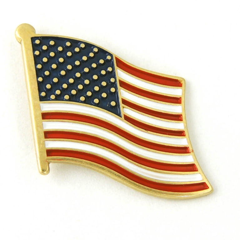 American Flag Uniform Pin US (double) Lapel Pin (Double Waving Flag