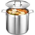 thumbnail image 1 of Stockpot – 16 Quart – Brushed Stainless Steel – Heavy Duty Induction Pot with Lid and Riveted Handles – For Soup, Seafood, Stock, Canning and for Catering for Large Groups and Events by BAKKEN, 1 of 9