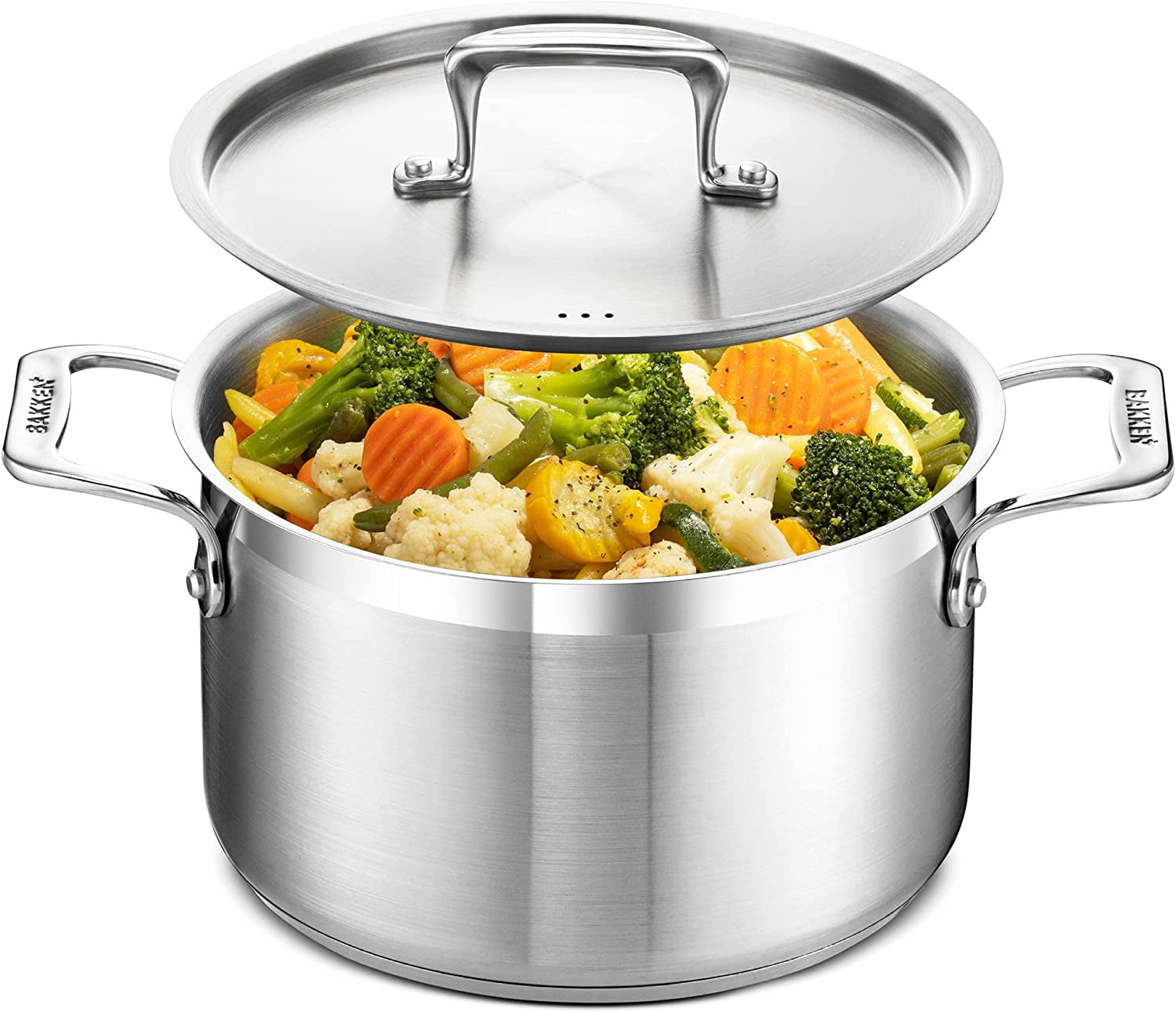 Bakken 5 Quart Brushed Stainless Steel Stockpot with Lid