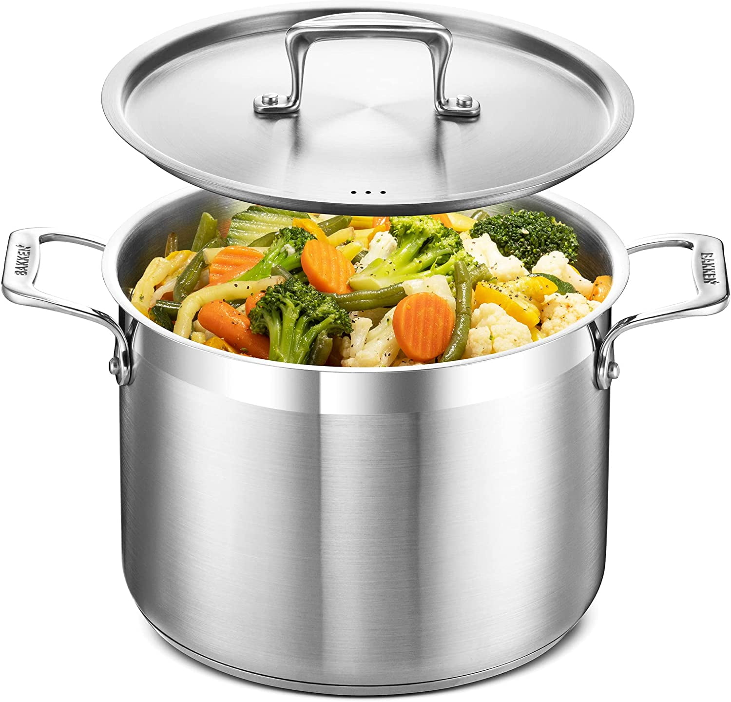8 Quart Brushed Stainless Steel Induction Stockpot with Lid