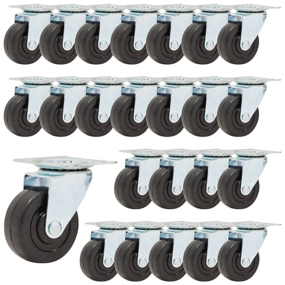 Stockroom Plus 24 Pack 2 inch Swivel Caster Wheels Rubber Base with Top Plate and Bearing for Smooth Moving