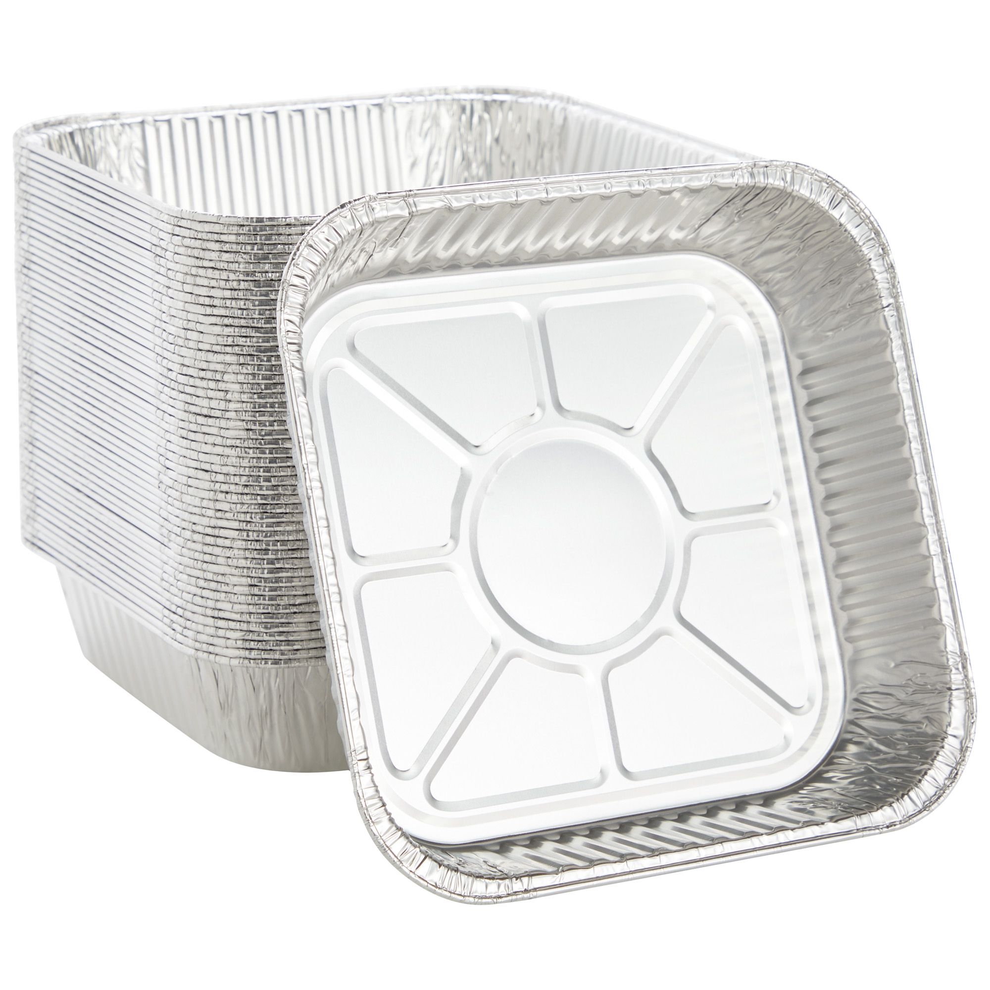Disposable Square 8x8 Aluminum Foil Storage Pans with Lids (10 Count