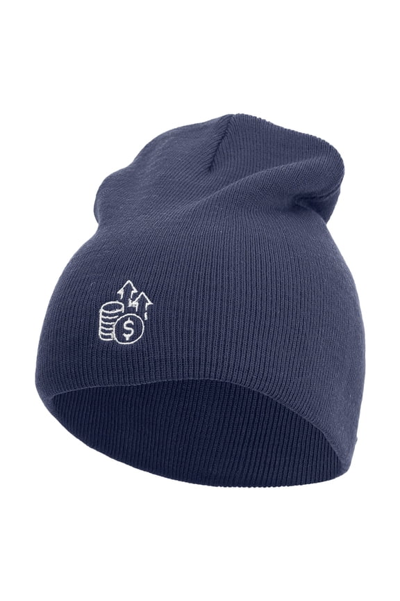 Stocks Embroidered 8 Inch Short Beanie - Navy OSFM