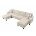 thumbnail image 1 of Stockton 131W Sectional Couch with Double Chaise Lounge in Cream Fabric, 1 of 8