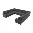 thumbnail image 1 of Stockton 137W U Shaped Sectional Couch in Charcoal Gray Herringbone Fabric, 1 of 11