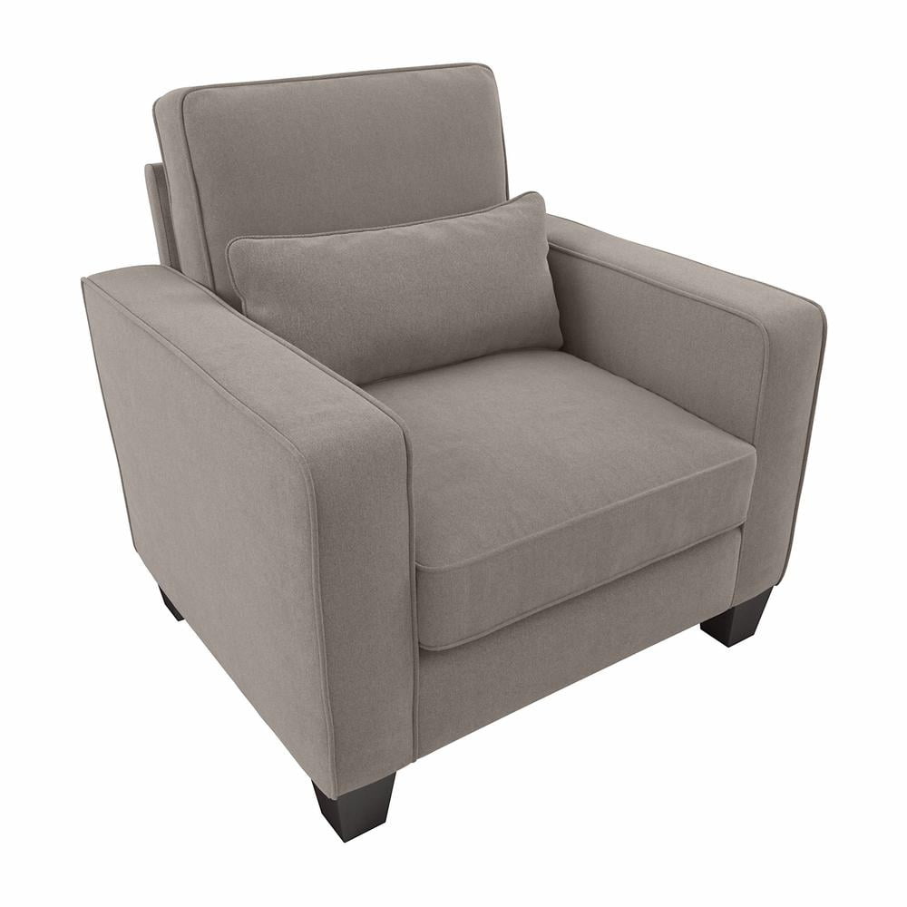 Tan Microsuede Chevron Accent Chair with Lumbar Pillow