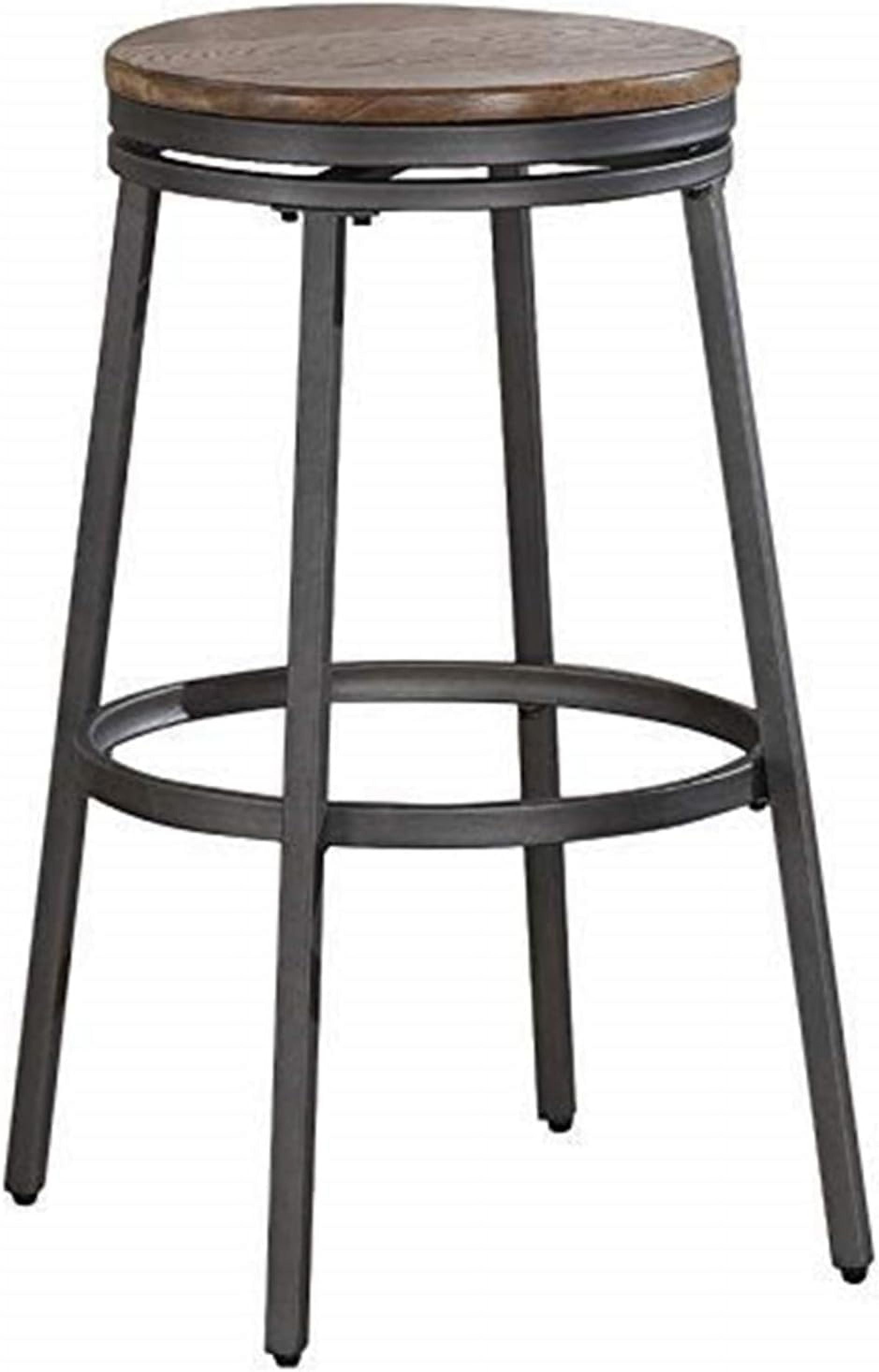 Stockton Slate Gray and Golden Oak Swivel Backless Stool