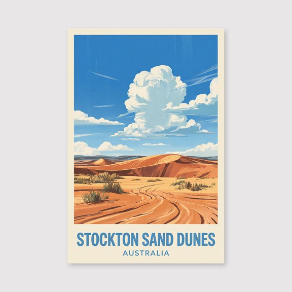 Stockton Sand Dunes Travel Print Canvas Wall Art, Stockton Sand Dunes Wall Hanging Home decor Stockton Sand Dunes Canvas Art, Australia Art-1WN4166