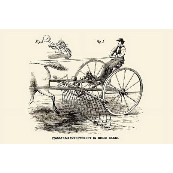 Stoddard's Improvement in Horse Rakes- Fine Art Canvas Print (20" x 30")