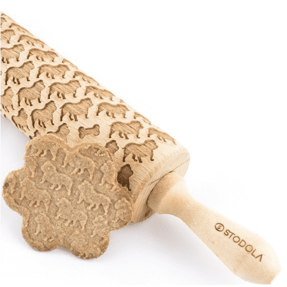 Stodola Engraved Large Rolling Pin with FRENCH BULLDOG Pattern