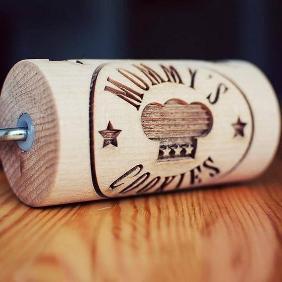 Stodola Engraved Mini Rolling Pin with MOMS COOKIES Pattern