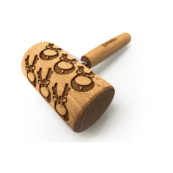 Stodola Engraved Mini Rolling Pin with RUDOLPH REINDEER Pattern