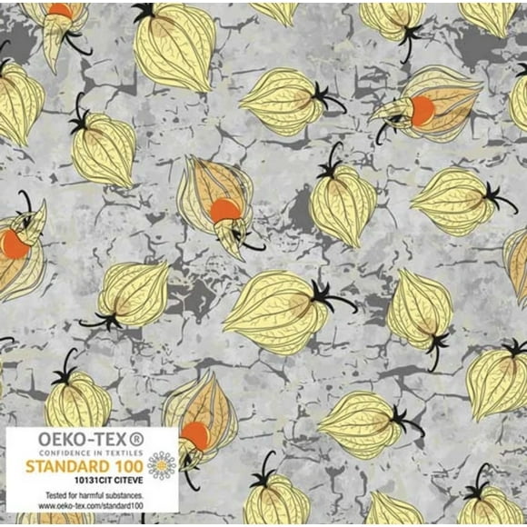 Stof European Colour Way Cherry Grey Cotton Quilting Fabric By The Yard