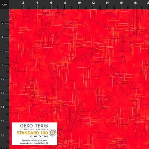 Stof European Colour Way Writing Red Cotton Quilting Fabric By The Yard