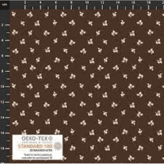 Stof European Nellie's Shirtings Leaves Dk Brown Quilting Cotton Fabric By The Yard