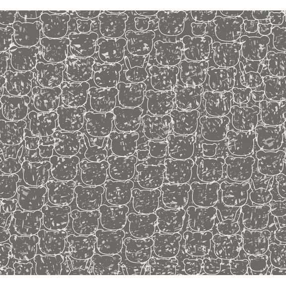 Stof European Pretty Panda Outlines Grey Quilting Cotton Fabric By The Yard