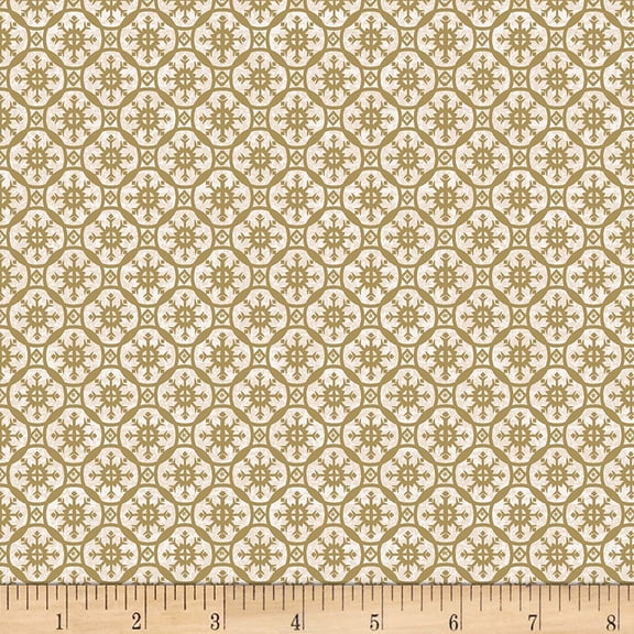Stof Fabrics 4497-012 Gloria Medallion Gold Cotton Fabric By The Yard