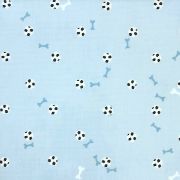 Stof Fabrics 4500-151 My Best Friend Balls & Bones Blue Cotton Fabric By The Yard