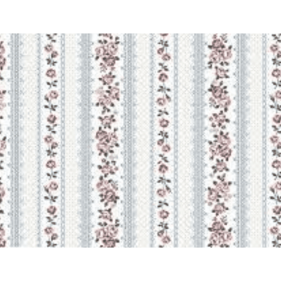 Stof Fabrics Amy Roses Row of Roses White Cotton Fabric By The Yard