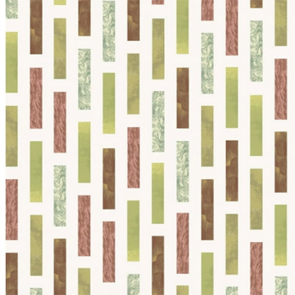 Stof Fabrics Murano Collection Rectangle Terra Cotta & Green Cotton Fabric By The Yard