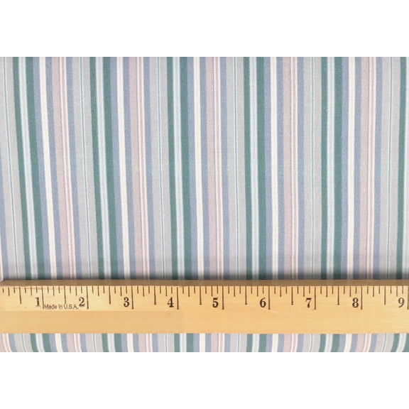 Stof of France Belle Epoque Stripe Teal Cotton Quilting Fabric By The Yard