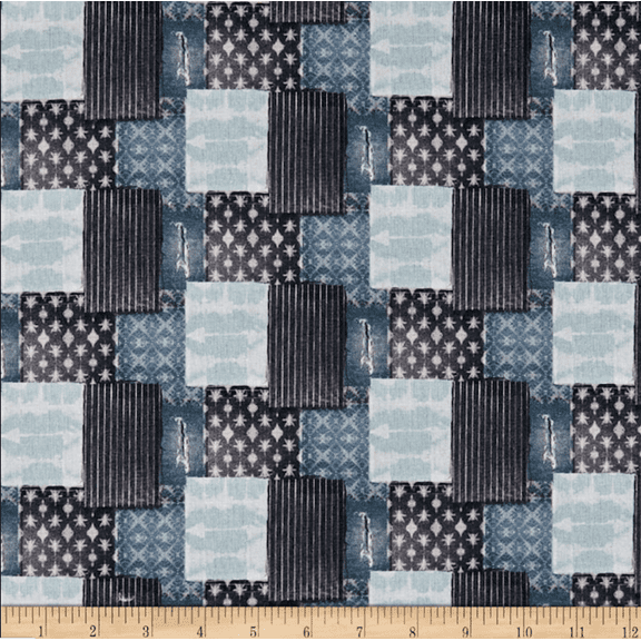 Stof of France Shibori Patch Blue Cotton Quilting Fabric By The Yard