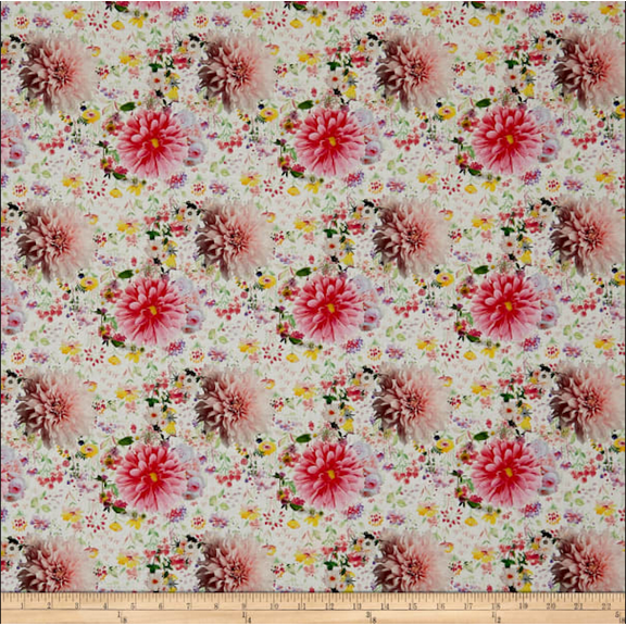 Stof of France Un Jour En Ete Floral Pink Cotton Quilting Fabric By The Yard