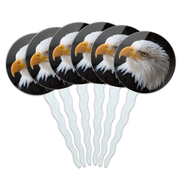 Stoic Bald Eagle Cupcake Picks Toppers Decoration Set of 6