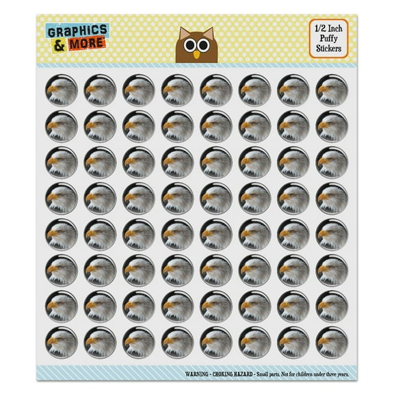 Stoic Bald Eagle Puffy Bubble Dome Scrapbooking Crafting Sticker Set