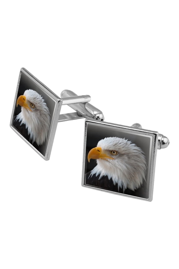 Stoic Bald Eagle Square Cufflink Set - Silver or Gold