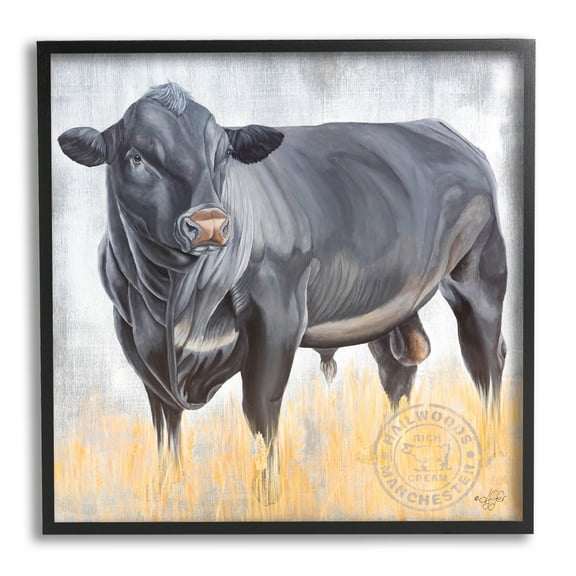 Stoic Cattle Farm Portrait Animals & Insects Graphic Art Black Framed Art Print Wall Art