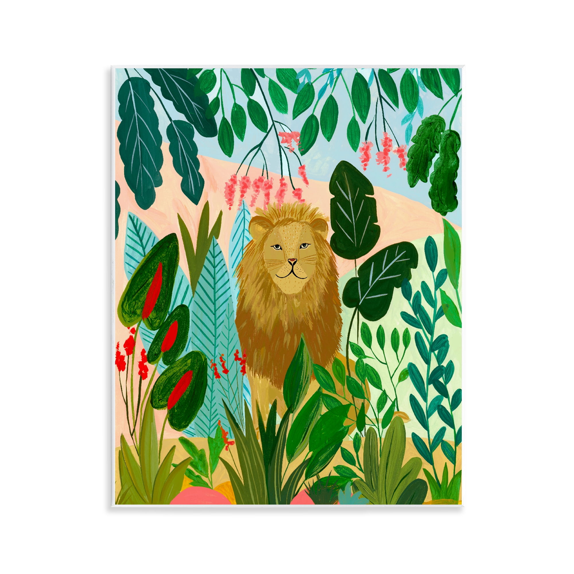 Stoic Lion Tropical Forest Wall Plaque Art, design by Nabeela Rumi