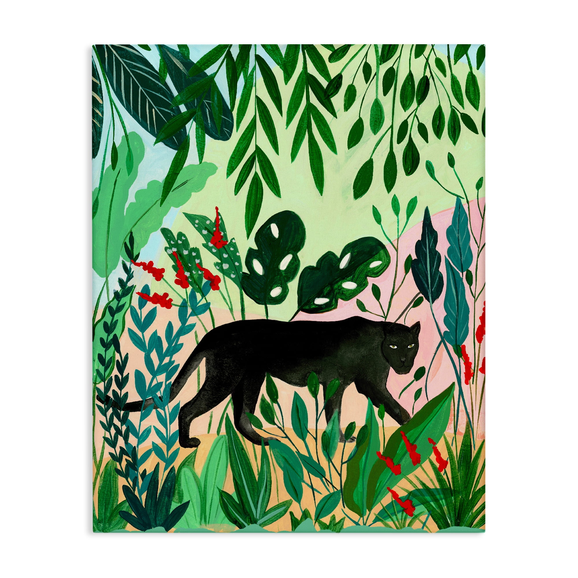 Stoic Panther Tropical Forest Canvas Wall Art, design by Nabeela Rumi