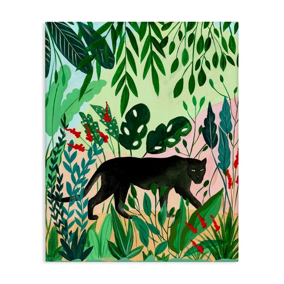 Stoic Panther Tropical Forest Canvas Wall Art, design by Nabeela Rumi
