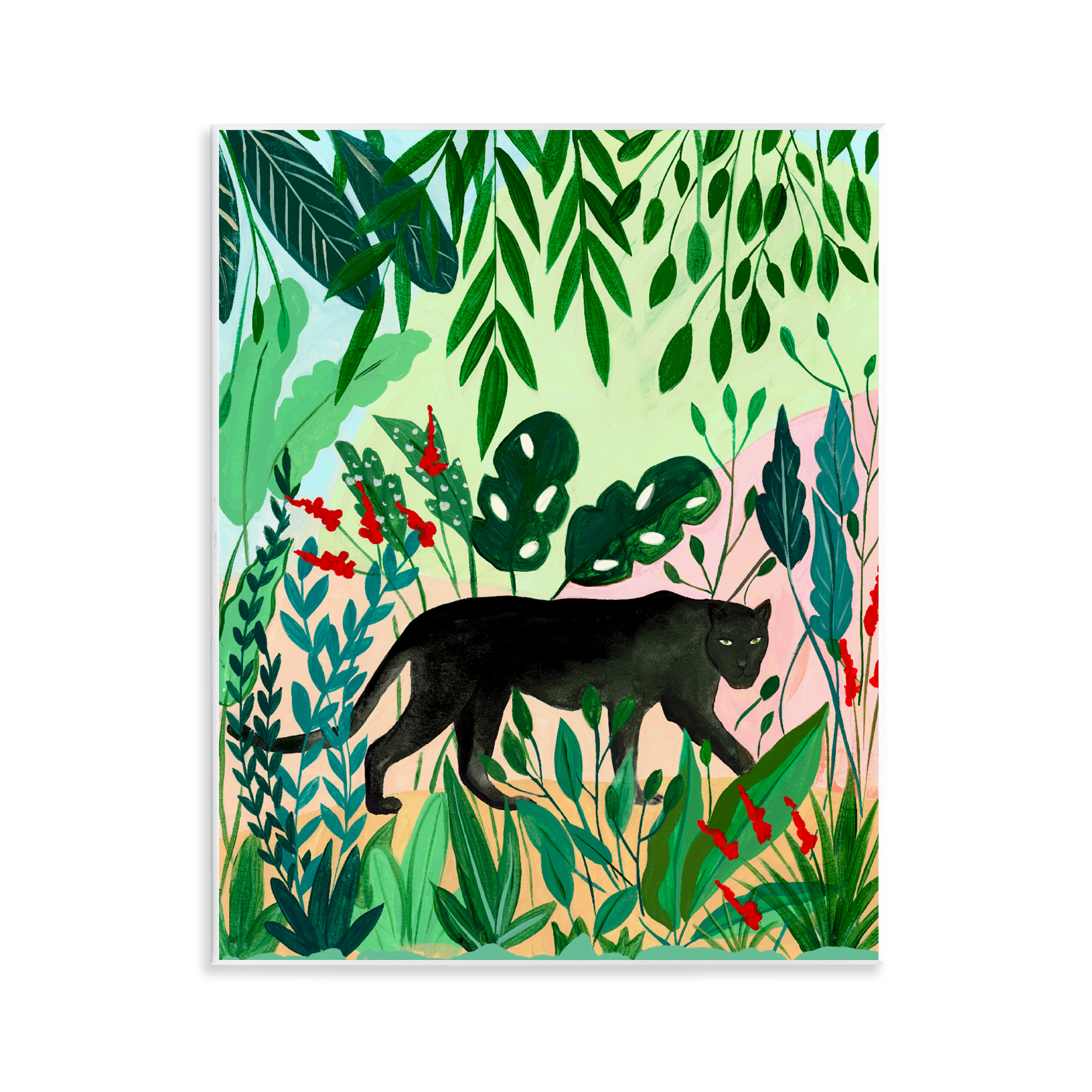 Stoic Panther Tropical Forest Wall Plaque Art, design by Nabeela Rumi