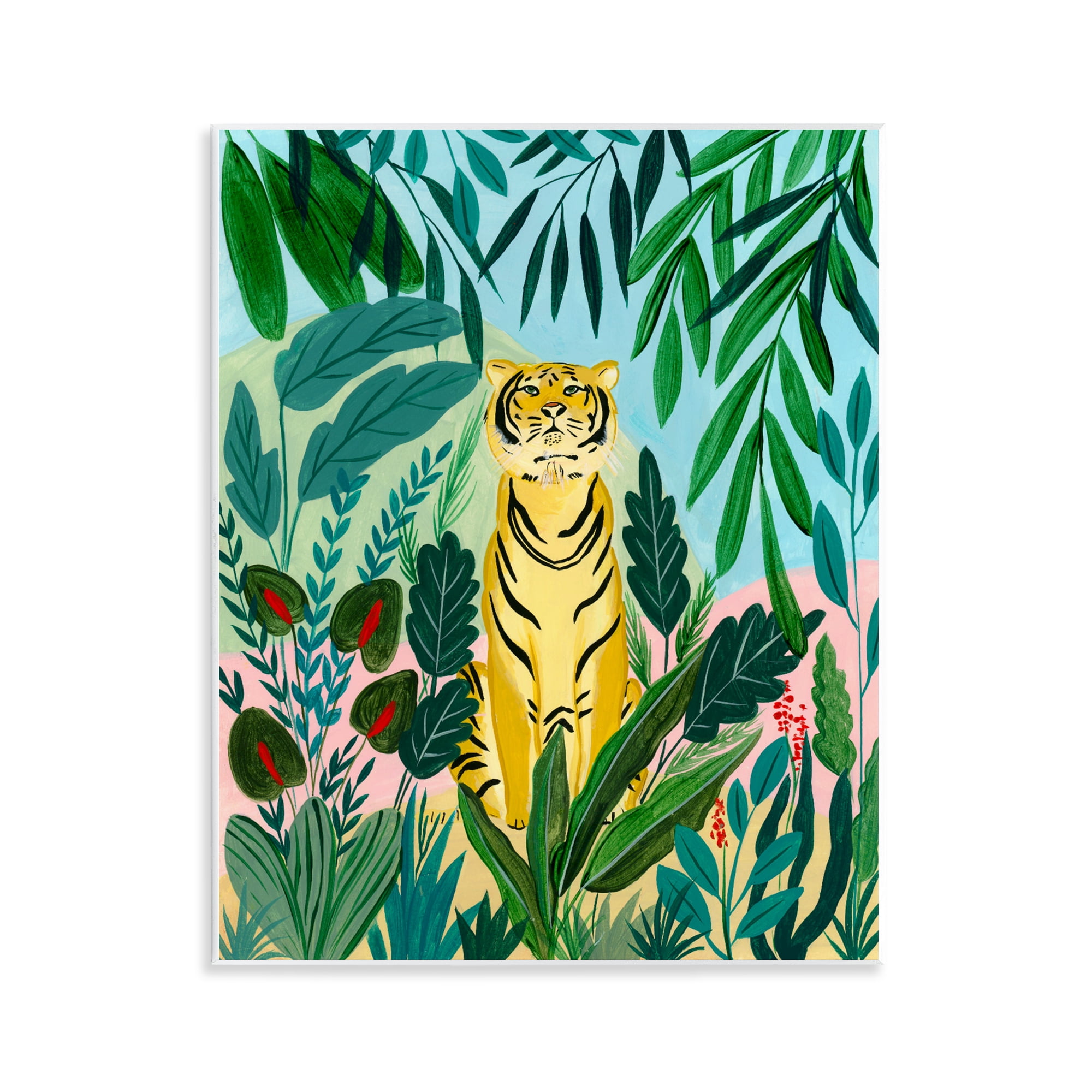 Stoic Tiger Tropical Forest Wall Plaque Art, design by Nabeela Rumi