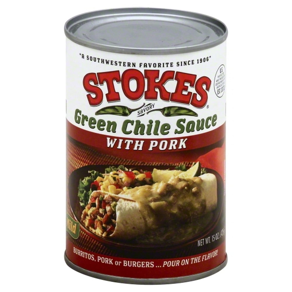 Stokes Green Chile Sauce with Pork 15 Ounce (Pack of 12)