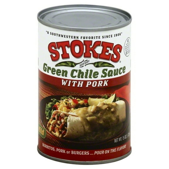 Stokes Green Chile Sauce with Pork, 15 Ounce (Pack of 48)