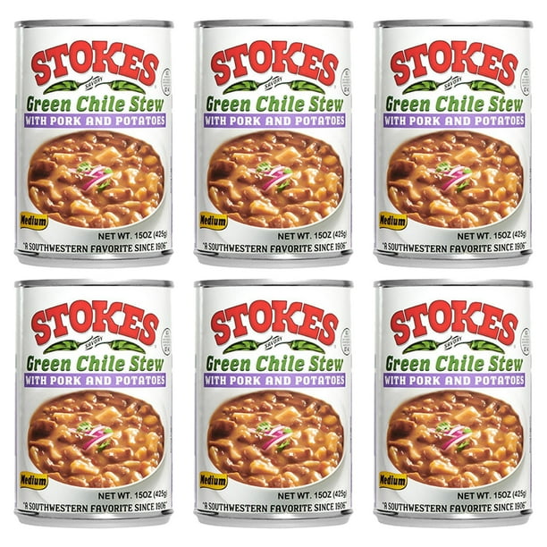 (6 pack) Stokes Green Chile Stew with Pork and Potatoes, 15 oz. can