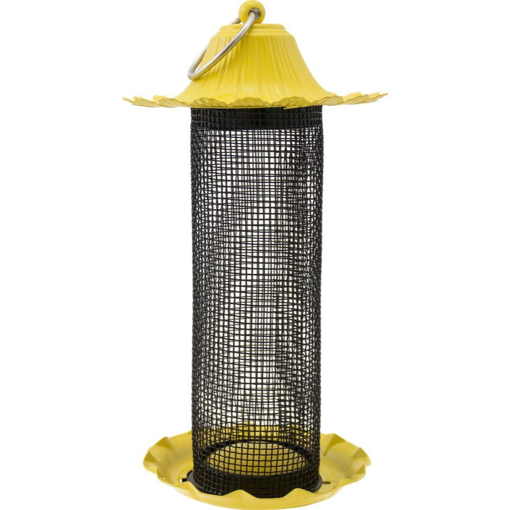 Yellow Hanging Plastic Finch Tube Bird Feeder