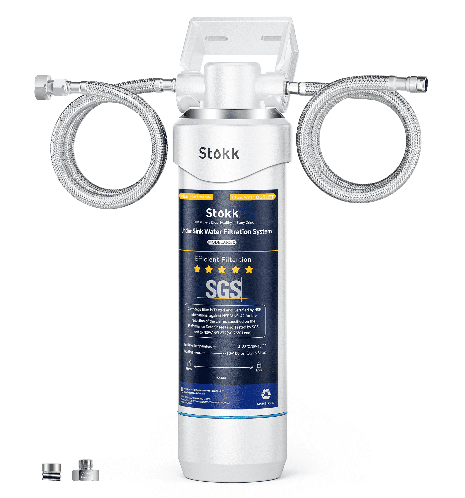 STOKK UC50 Under Sink Water Filter - NSF 42/53/372 Certified Lead & Chlorine Reduction, 26K Gal Lifespan - Direct Connect Faucet in Minutes, Eliminates Odors/Taste
