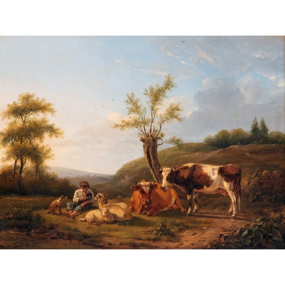Stokvisch Landscape Cattle Near Darthuizen Painting Extra Large XL Wall Art Poster Print