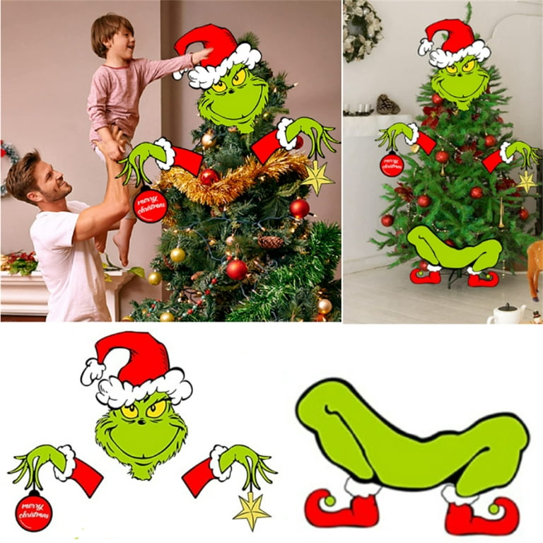 𝐆rinch Christmas Tree Decorations Gifts,Head, Arms and Legs for Christmas  Tree, Stole Christmas Stuffed Stuck Tree Topper Garland Ornaments
