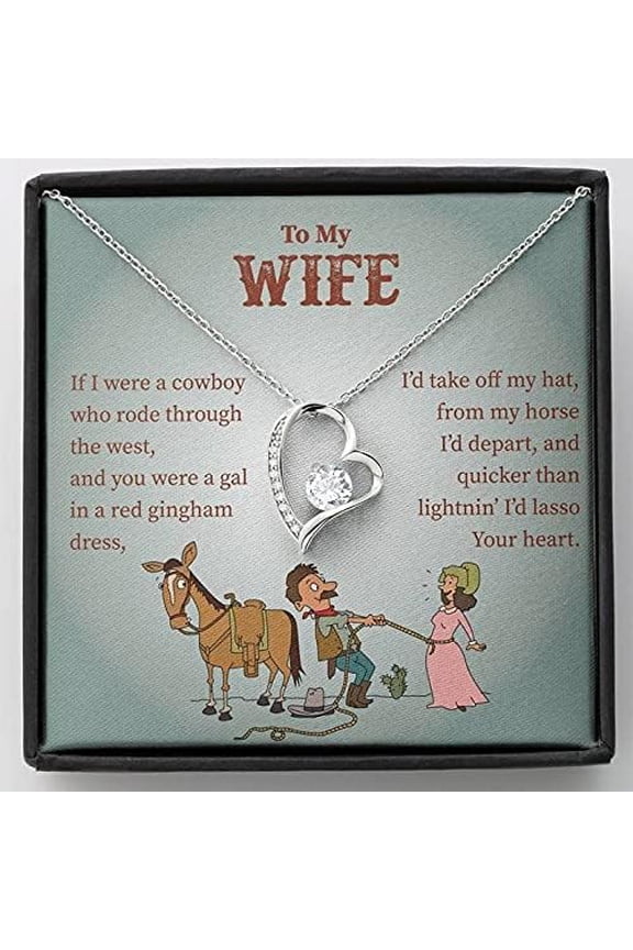 To My Stole My Heart Wife Necklace, Anniversary for Wife, Forever Love Necklace, Birthday for Wife, Gift for Wife, Necklace for Wife, Valentine's day, Merry Christmas I'd lasso your heart