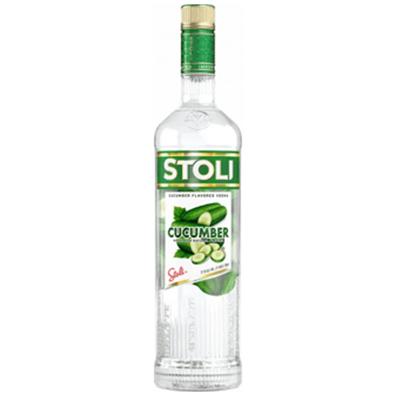 Stoli Cucumber Flavored Vodka Liquor, 750ml, 1 Count, 37.5% ABV, Shelf Stable, Glass Bottle