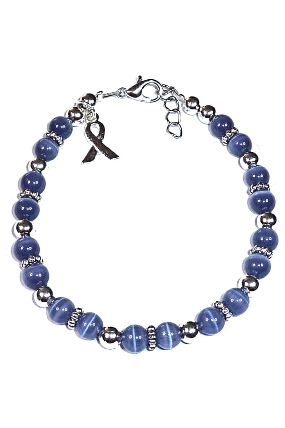 Stomach Cancer Awareness Bracelet by Hidden Hollow Beads - 7 3/4 in. - Fits Most Adults - Lobster Clasp (Periwinkle)