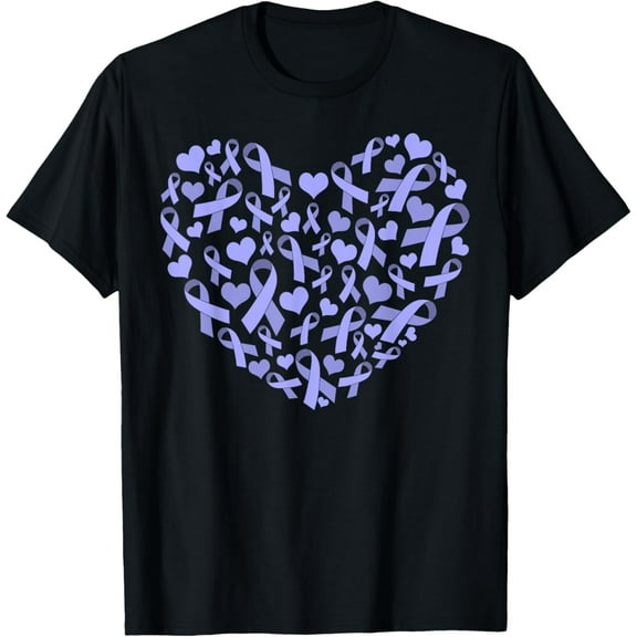 Stomach Cancer Awareness Heart Gastric Periwinkle Ribbon T-Shirt