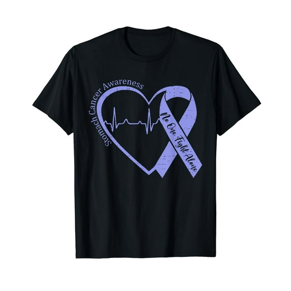 Stomach Cancer Awareness Heart Ribbon Periwinkle Blue T-Shirt