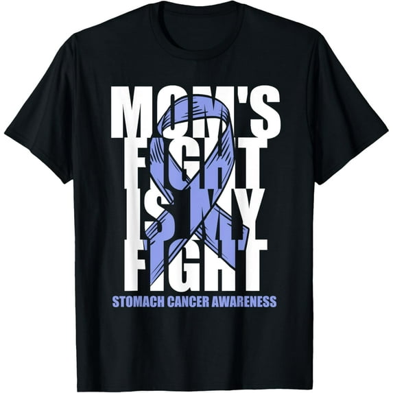 Stomach Gastric Cancer Awareness Periwinkle Ribbon Mom Fight T-Shirt